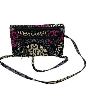 Vera Bradley Quilted Cotton Crossbody Bag/Wallet With Adjustable Strap & Multipl